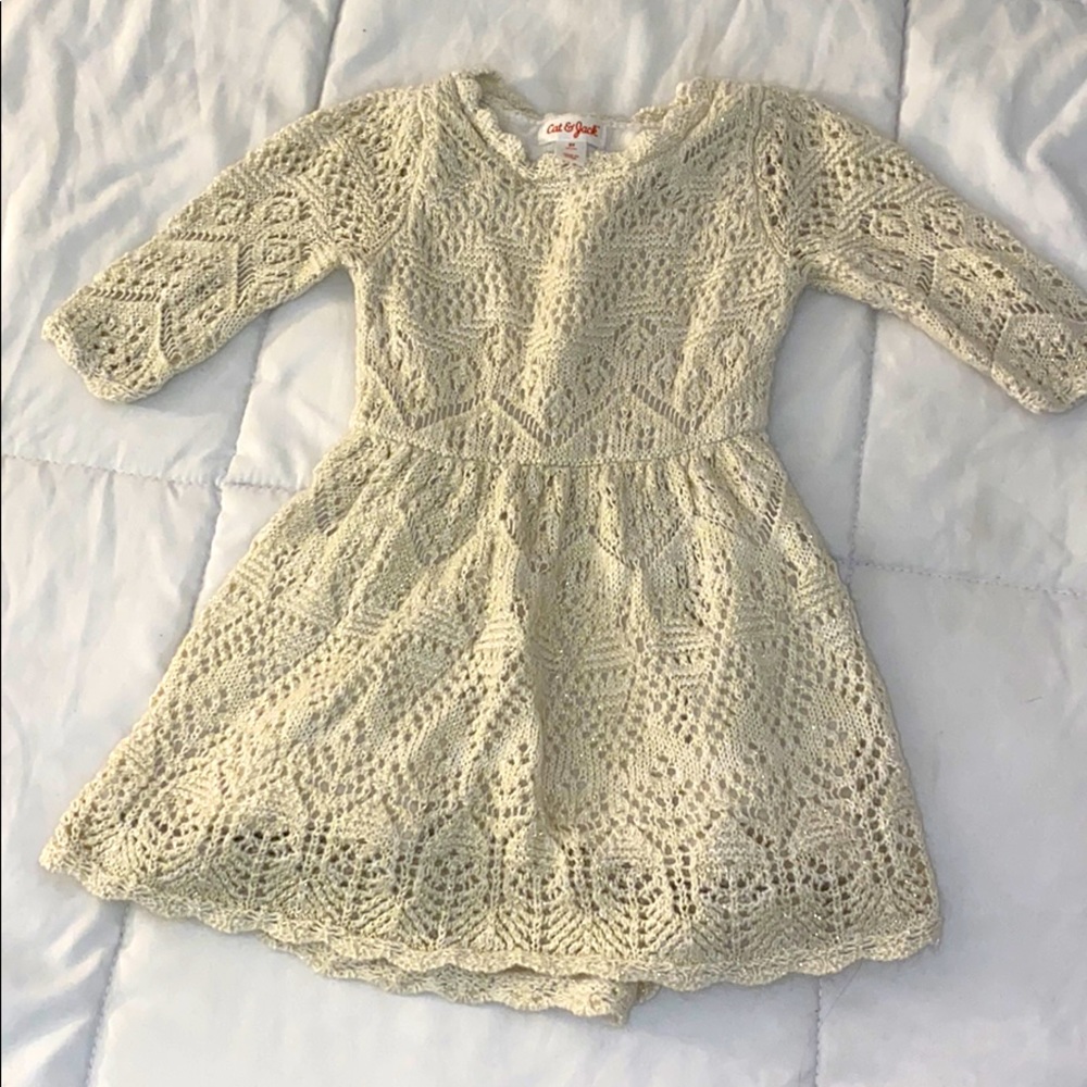Cat & Javk off-white tinsel sparkle dress